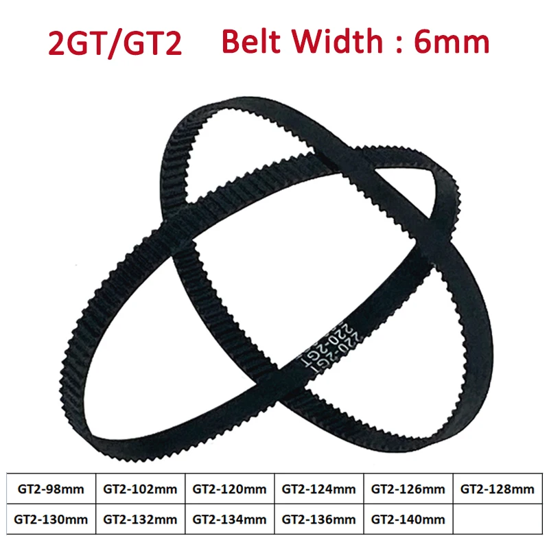 

1-5pcs 2GT/GT2 Timing Belt 98/102/120/124/126/128/130/132/134/136/140 Width 6mm 3D Printer Synchronous Belt Closed Loop Rubber