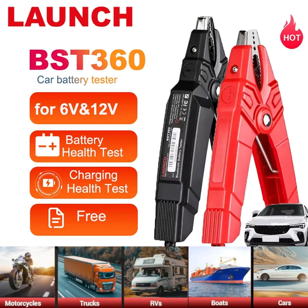 2026 Launch Upgraded BST360 6V 12V Car Battery Tester Bluetooth Charging Cranking System Analyzer for Android iPhone Launch X431