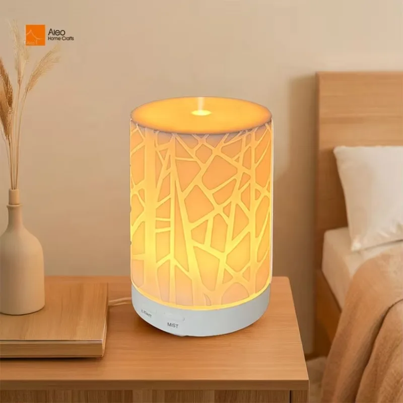 Luminous 110ml White Resin Humidifier Portable Essential Oil Atomizer for Home Hotel Multi-Scenario Use Perfect Home Decoration