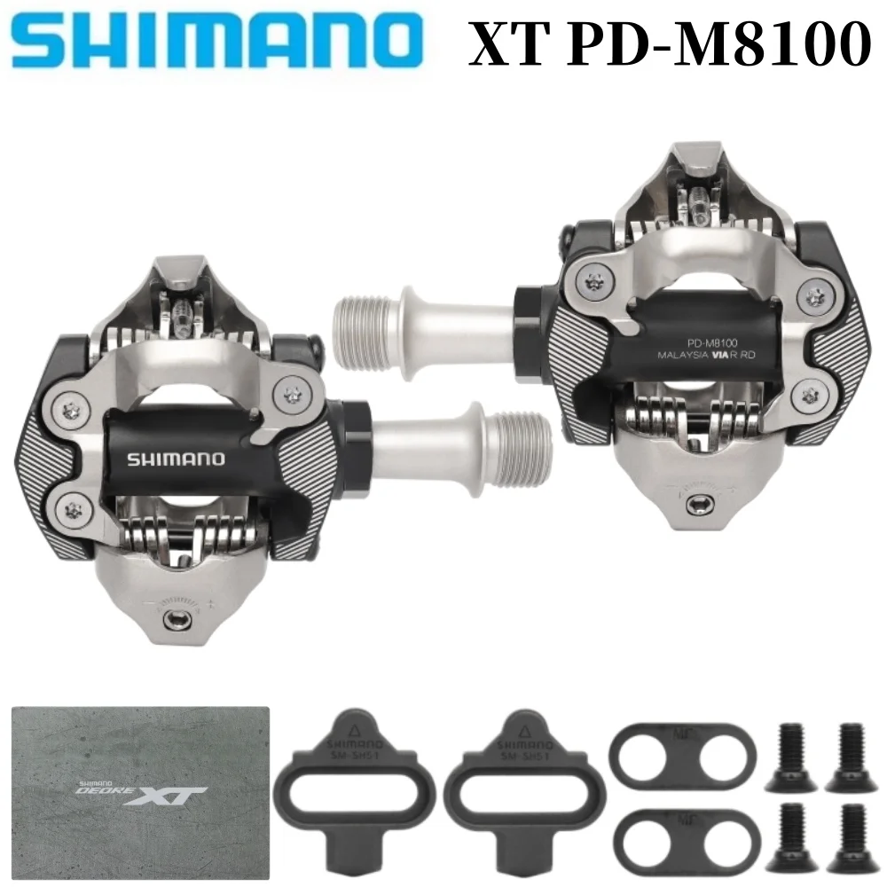 SHIMANO XT PD M8100 XTR PD M9100 MTB Mountain Bike Pedals Bicycle Self-locking Pedal With SM SH51 Cleats Set Bicycle Pedals