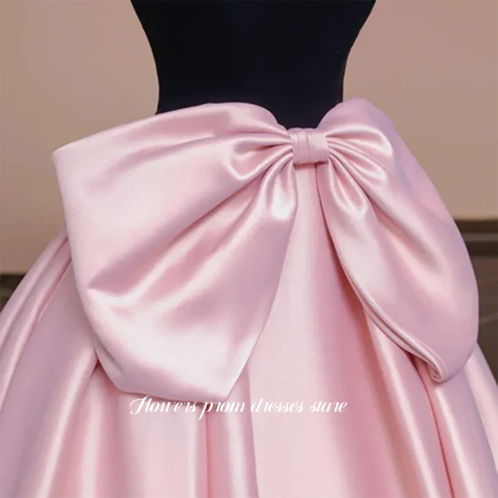 花柄 A ライン イブニングドレス ビッグリボン付き サテン パーティードレス 恋人 セレブ ガラドレス 女性用 カスタマイズ可能