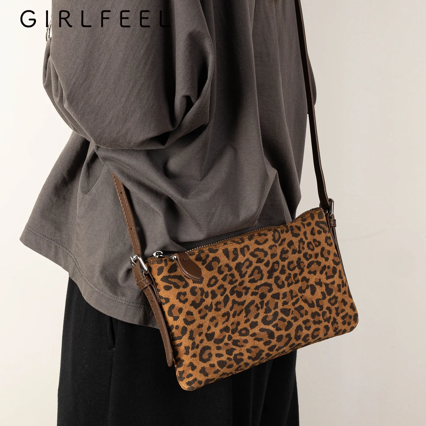 

Сумка на одно плечо из натуральной кожи в стиле ретро с матовым леопардовым принтом, легкая сумка через плечо для подмышек, сумка-тоут