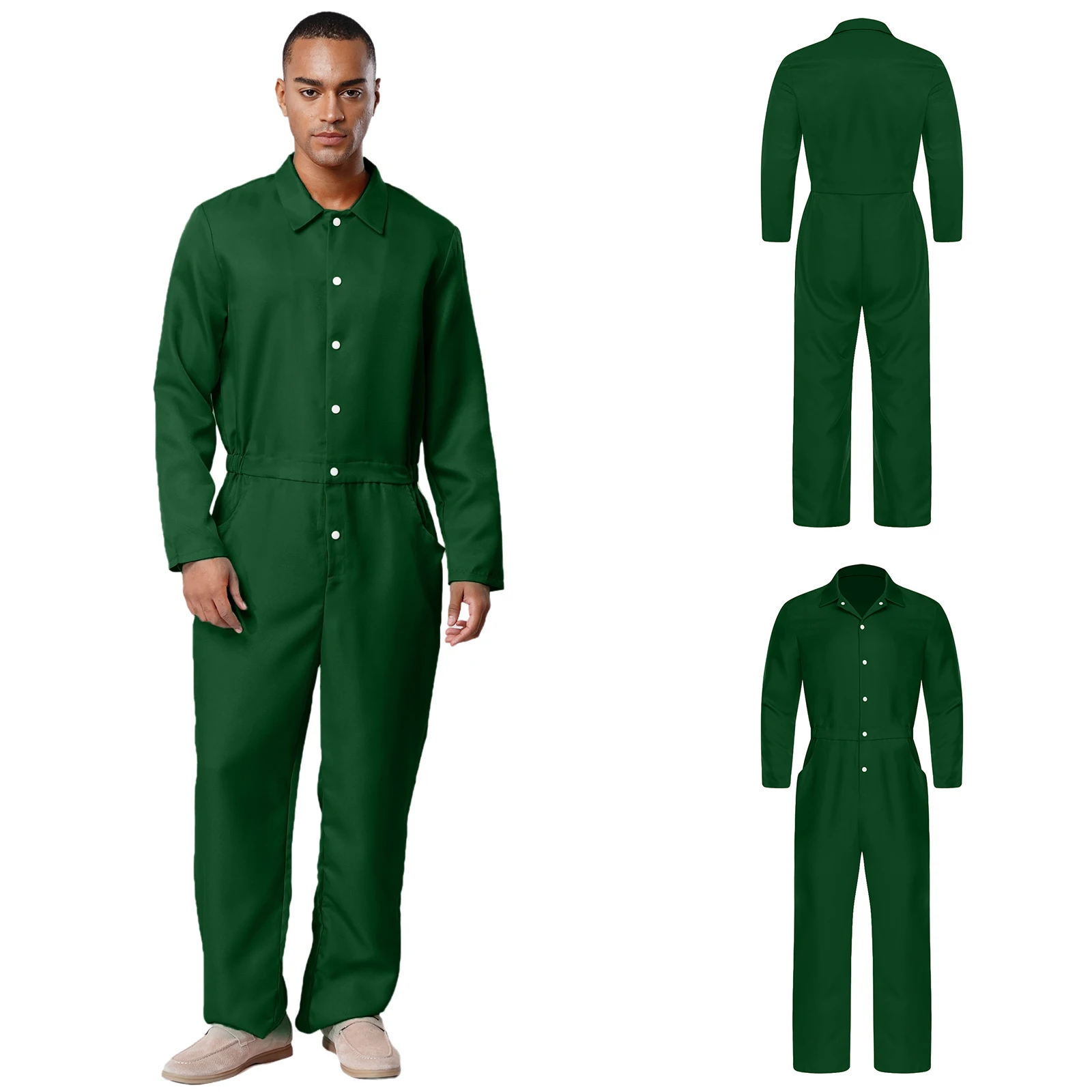 

Men's Halloween Prisoner Convict Cosplay Jumpsuit Long Sleeve Loose Pant Inmate Jail Uniform for Carnival Party Cosplay Dress-up