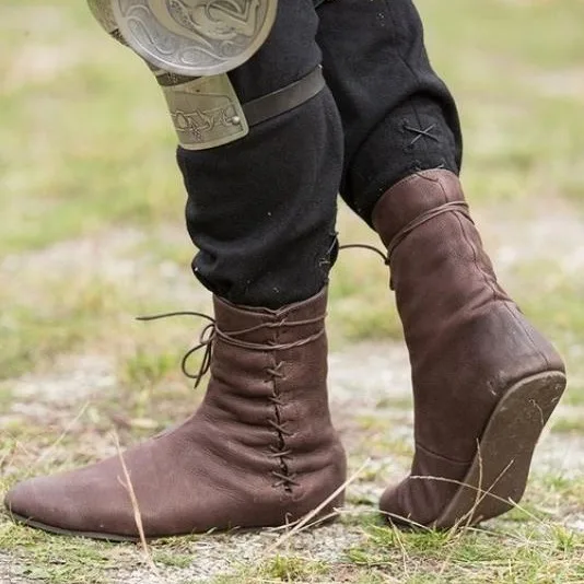 Mittelalterliche Karneval Männer Cosplay Kostüme Ritter Hunter Prinz Lace Up Halloween Piraten Leder Stiefel Frauen Bühne Requisiten Schuhe Retro