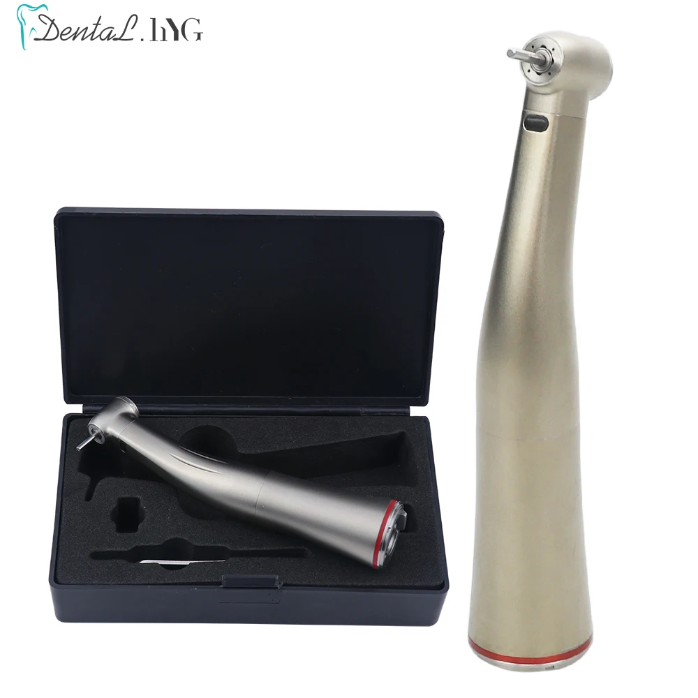 Dental 1:5 LED Optic Fiber Increasing Red Ring Contra Angle Low Speed Quattro Water Spray low Handpiece For E-TYPE Motor