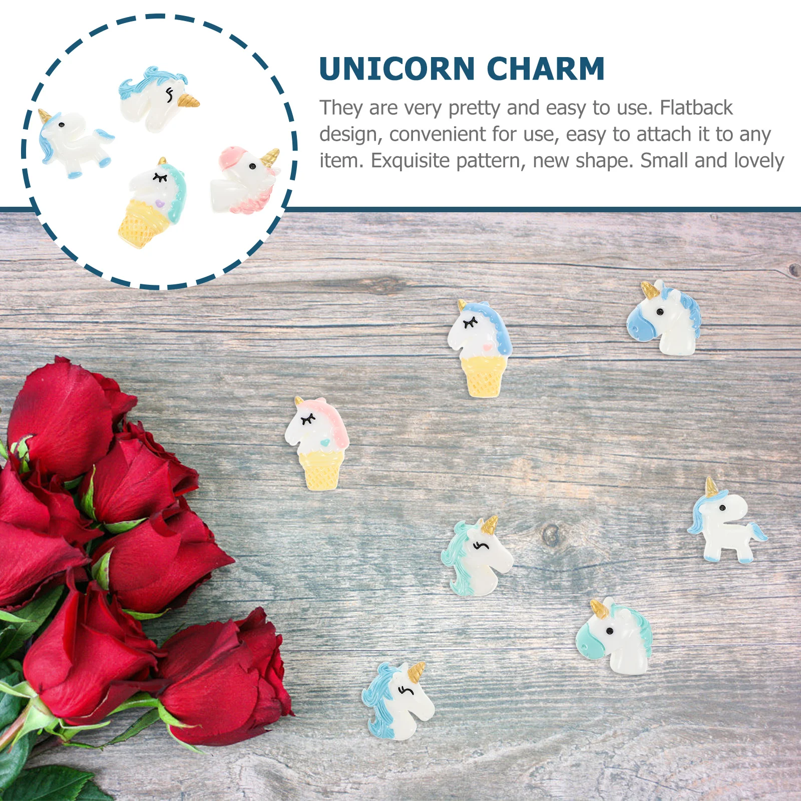 

20Pcs Resin Unicorn Charms Small Slices for Scrapbooking Phone Case Hairpin Headwear Decorations Unicorn Charm