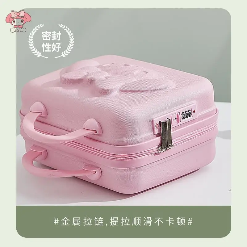 만화 Sanrios 마이 멜로디 수하물 상자 작은 암호 상자 화장품 케이스 가방 귀여운 휴대용 경량 축제 선물