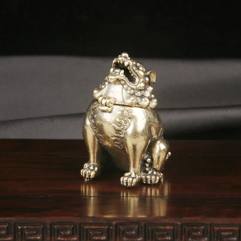 Brass Made Old Sitting Posture Shouting Towards The Sky Aromatherapy Stove Attracting Wealth Auspicious Beasts Home Decoration