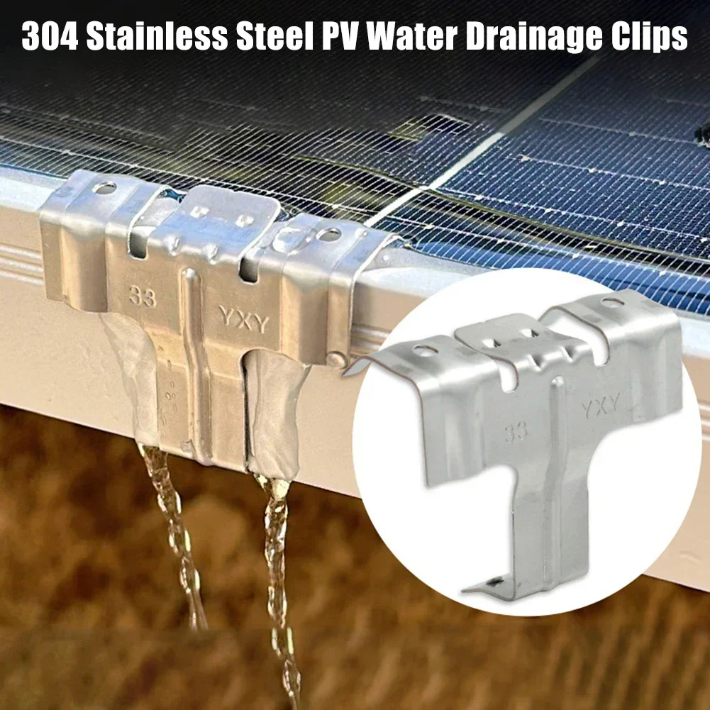 10pcs Solar Panel Water Guide Clips Stainless Steel Photovoltaic Panel  Quick Drainage Diversion Clip 30mm 33mm 35mm 40mm