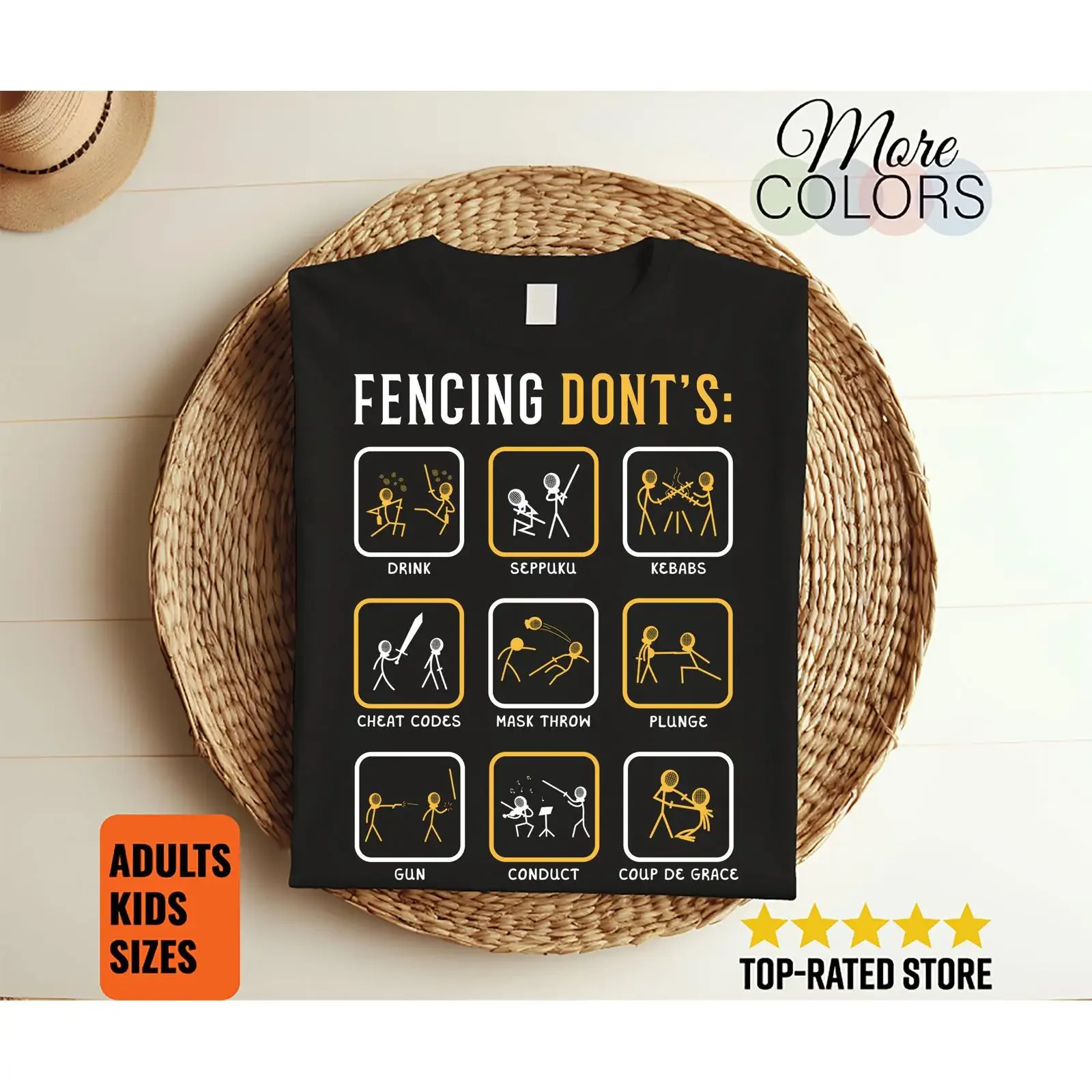 Funny Fencing Don'ts Humorous T Shirt Fencer Sabre Epee Foil Sport Lover Adults Kids Sizes Birthday Present for Fans vintage