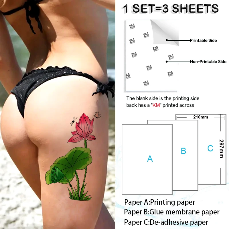 Novo produto lançamento promoção diy personalizado atacado impermeável tatuagens temporárias adesivo waterslide decalque papel