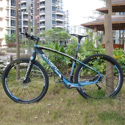 Carbon Mountain Bicycle MTB Bike 27.5er City Cycle Full Speed Disc Brake Hardtail Blue 3x9 Speed