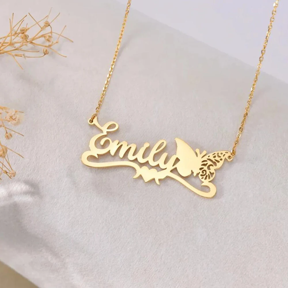 Collier personnalisé avec nom de papillon, pendentif de Style papillon de 12 mois, personnalisation de mode en acier inoxydable, cadeau de noël