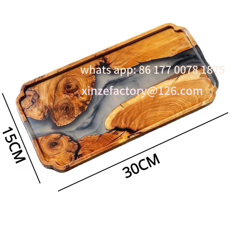 Customizable Nordic Style Epoxy Resin River Tea Tray Household Black Sandalwood Dry Foam Tray Ink Resin Tray Anti Scald Tea