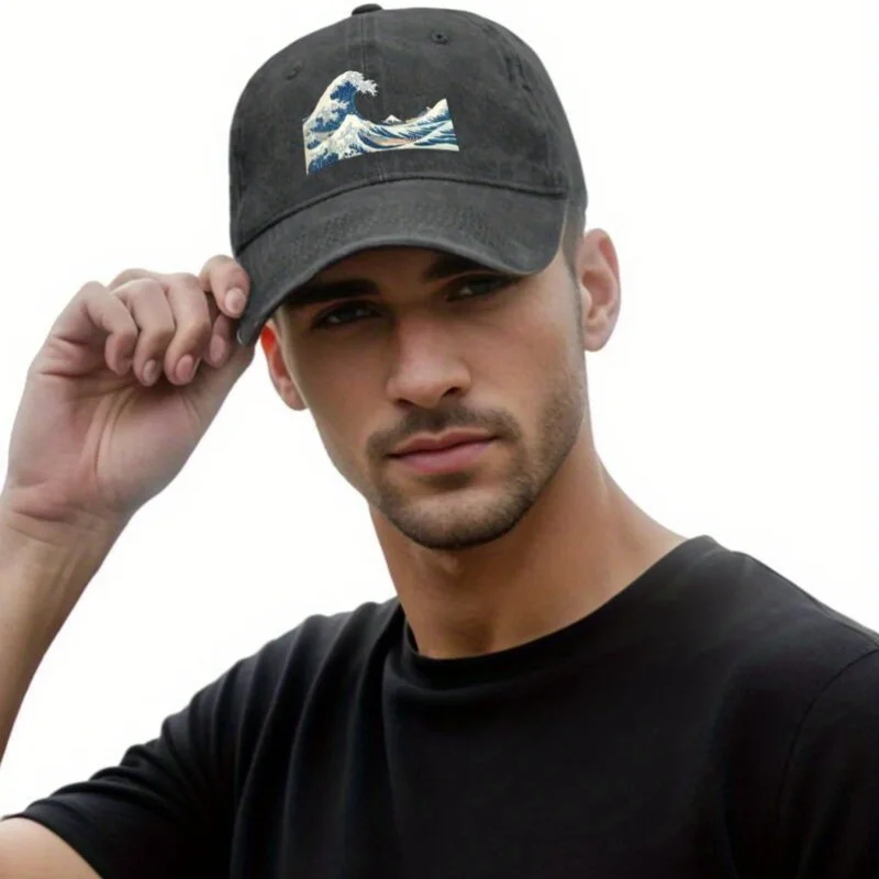 Great Wave Off Kanagawa Baseball Cap Japanese Art Print Cotton Adjustable Casual Hat Unisex