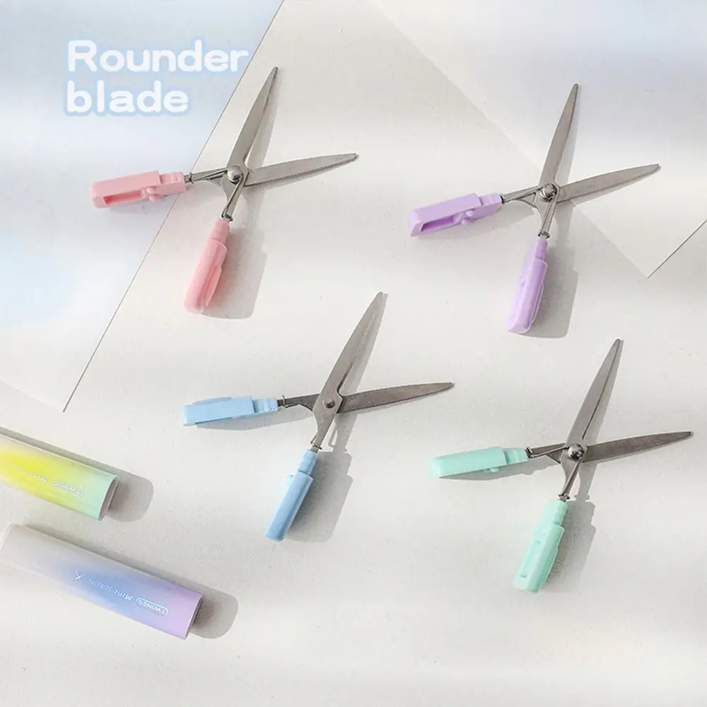 Folding Design Safe Folding Scissor Stainless Steel Adjustable Mini Handcraft Scissor Multifunctional Gradient Color