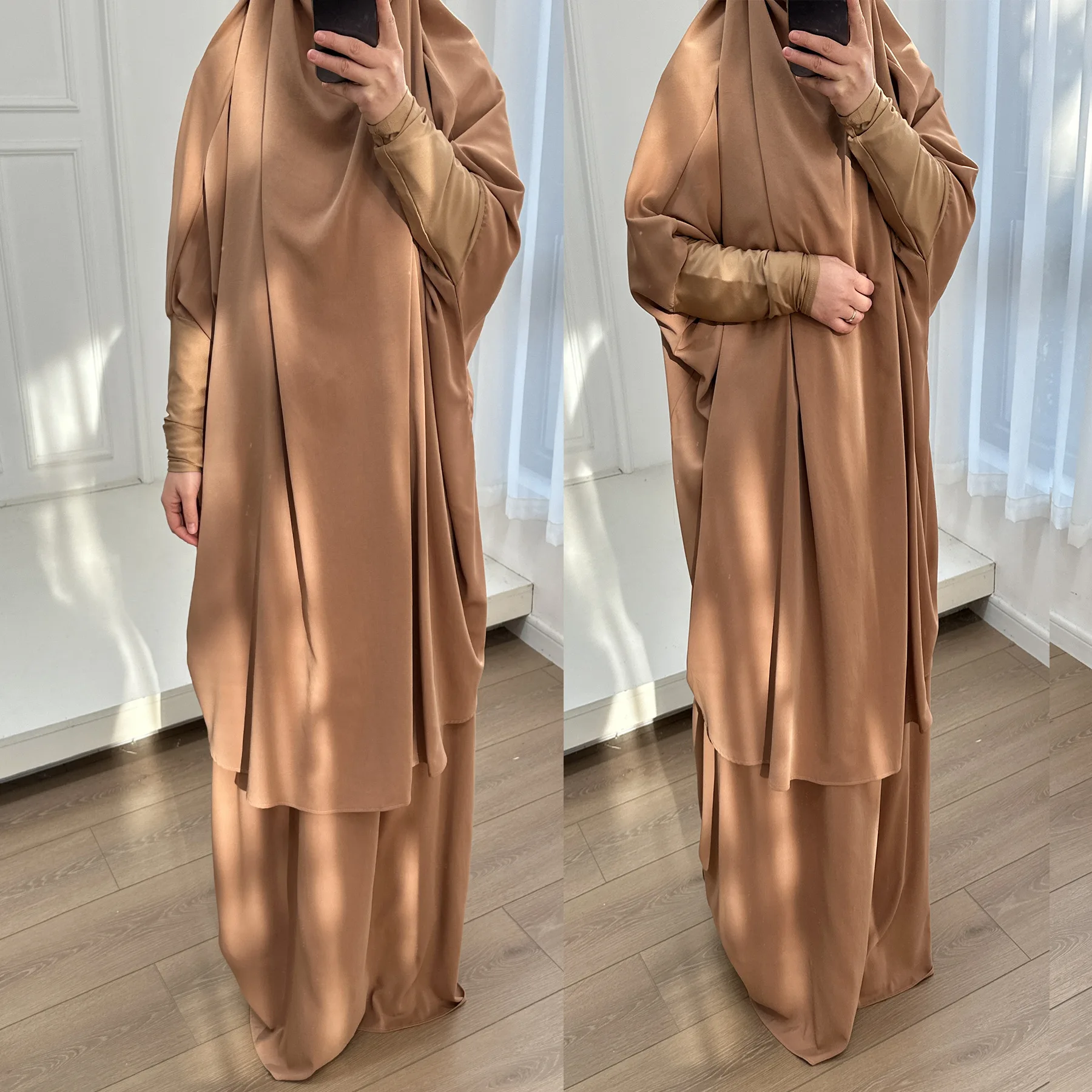 

Женские однотонные повседневные модные элегантные свободные комплекты из 2 предметов, пуловеры с длинными рукавами, топы, юбки, женские 2024, мусульманская новая мода