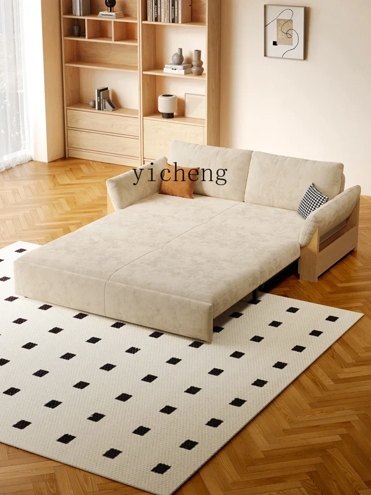 ZTQH solid wood sofa bed dual-purpose integrated small apartment living room oak retractable folding multi-function