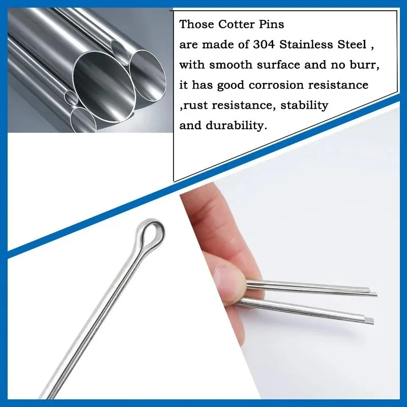 150/240 Pcs Stainless Steel Cotter Pin Kit Split Pin Assortment Whistle U Pin Fixings Assorted Sizes M1 M1.5 M2 M2.5 M3 M4 M5