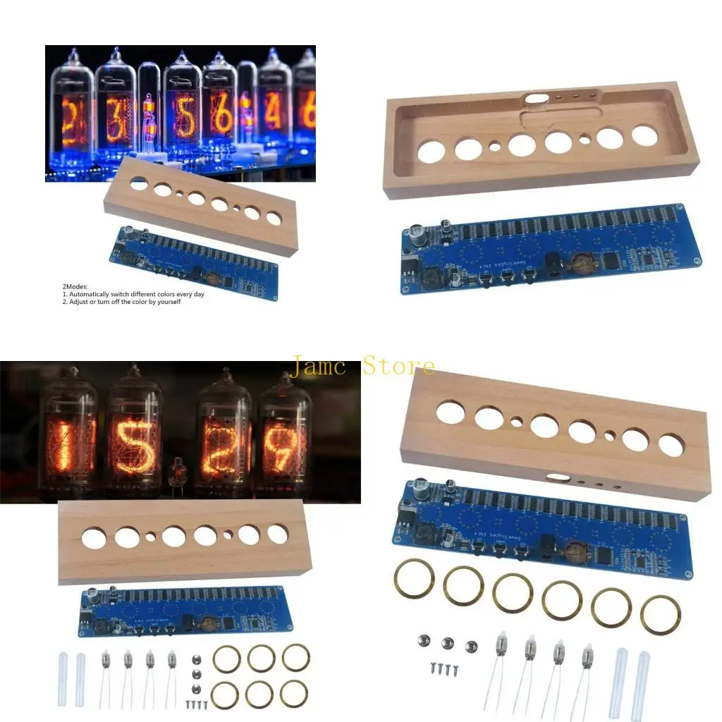 LX0B ساعة أنبوبية متوهجة DIY حزمة المكونات الكهربائية بما في ذلك لوحة الدوائر النحاسية الخفيفة للاستخدام العالمي