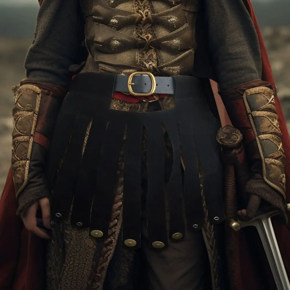 Mittelalterlicher Rüstungsrock aus Kunstleder mit Verstellbarer Taille, Lustiger Gladiator-Kampfrock, Historisches Fantasy-Cosplay-Accessoire für Ritter – Detail 7