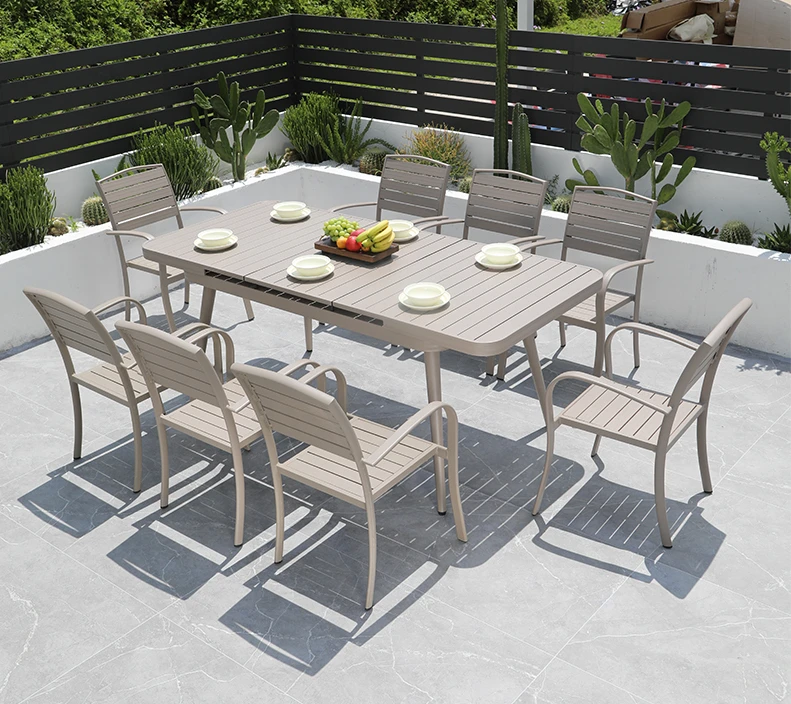 

Hotel B&B courtyard outdoor balcony aluminum alloy leisure simple outdoor Nordic tables and chairs