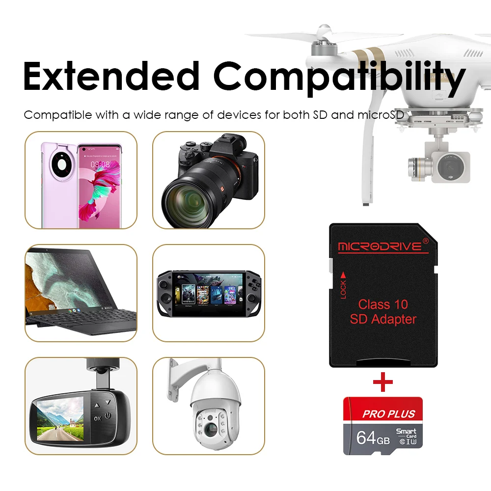 Class 10 U3 Micro TF SD Card 128GB 64GB 32GB 16GB 8G 4GB Memory Card Flash Support Mobile Phones UAV Etc Card Reader
