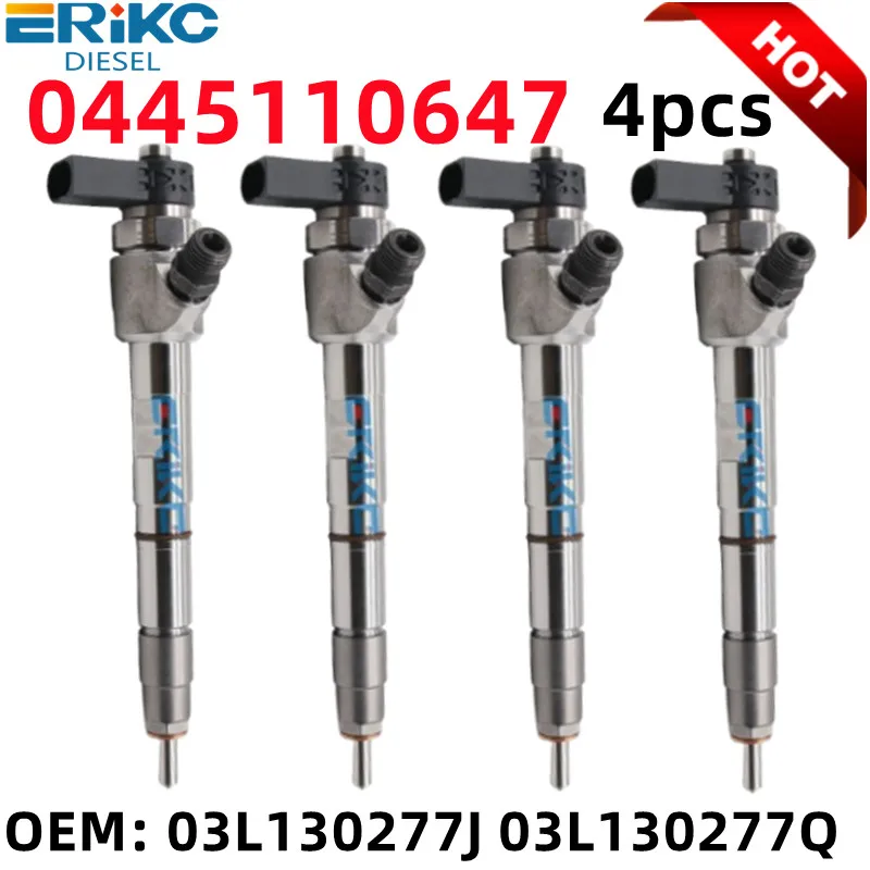 4PCS 0445110647 03L130277J Nozzle 03L130277Q NEW Diesel Fuel Injector 0 445 110 647 For VM AMAROK 2.0/CADDY/AUDI 03L 130 277J