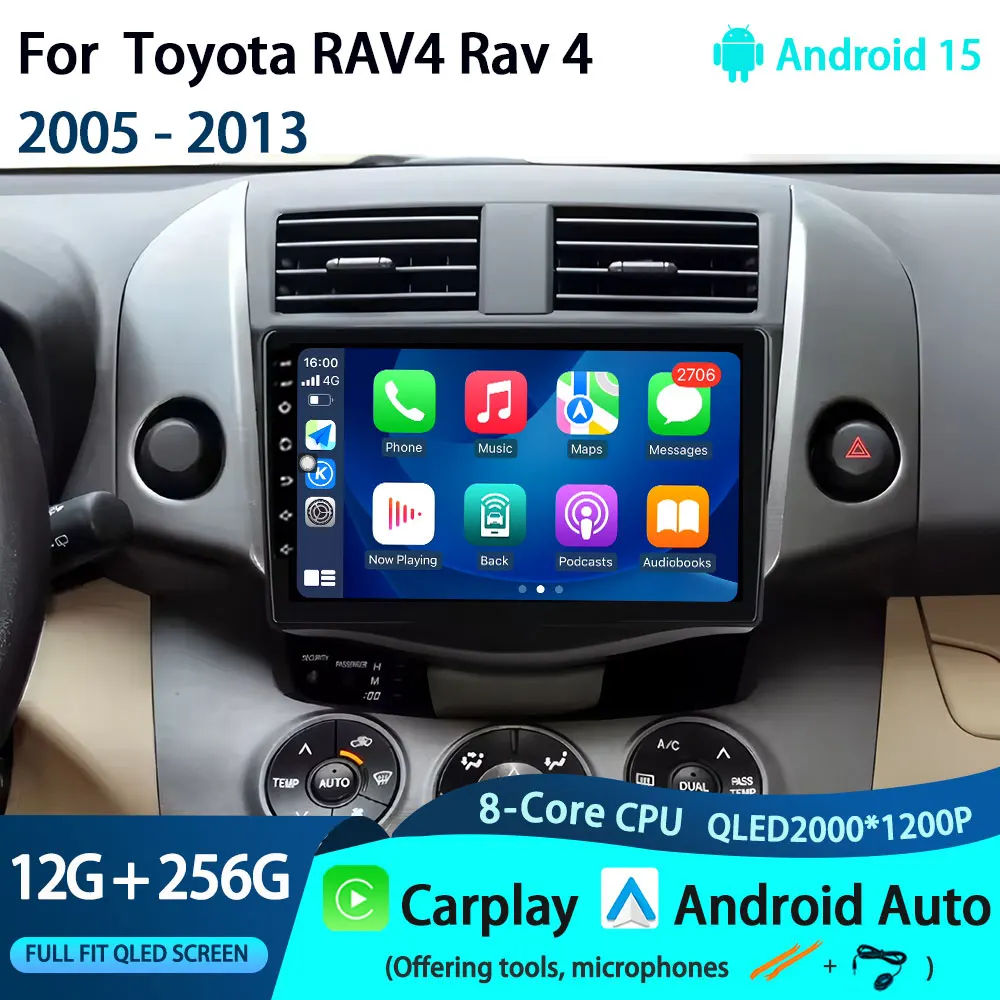 

Car Radio For Toyota RAV4 Rav 4 2005-2013 Android 15 Multimedia Player no 2Din Carplay DSP Navigation GPS 4G WIFI stereo bt