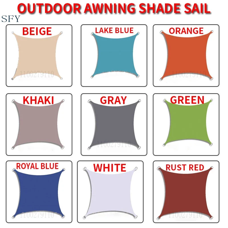 

SFY 300D Polyester Shade Sail Waterproof Square Rectangle Garden Canopy Patio Pool Canopy Sun Shade Camping Awning