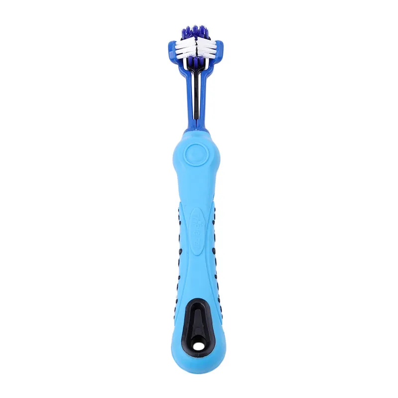 Cepillo de dientes de tres caras para mascotas, accesorio para el cuidado de los dientes de los perros y gatos, elimina el sarro y el mal aliento, gran oferta
