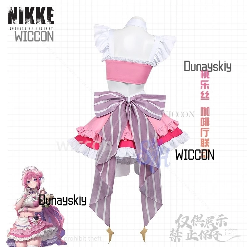 أنيمي لعبة NIKKE: آلهة النصر تأثيري دوروثي دورو القهوة خادمة زي Kawaii الوردي الكشكشة القوس كعكة فستان الهالوين