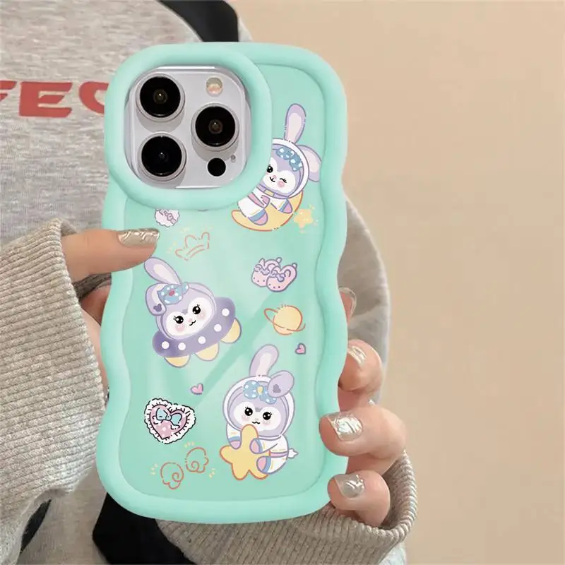 Disney Cartoon StellaLou LinaBell Macaron Big Waves Phone Case for iPhone 15 14 13 12 11 pro Max XS XR X 7 8 plus Candy Cover