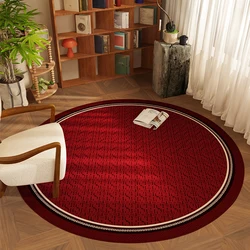 VIKAMA Chinese Red Round Crystal Velvet Carpet Office Swivel Chair Foot Mat Home Decoration Study Living Room Bedroom Floor Mat