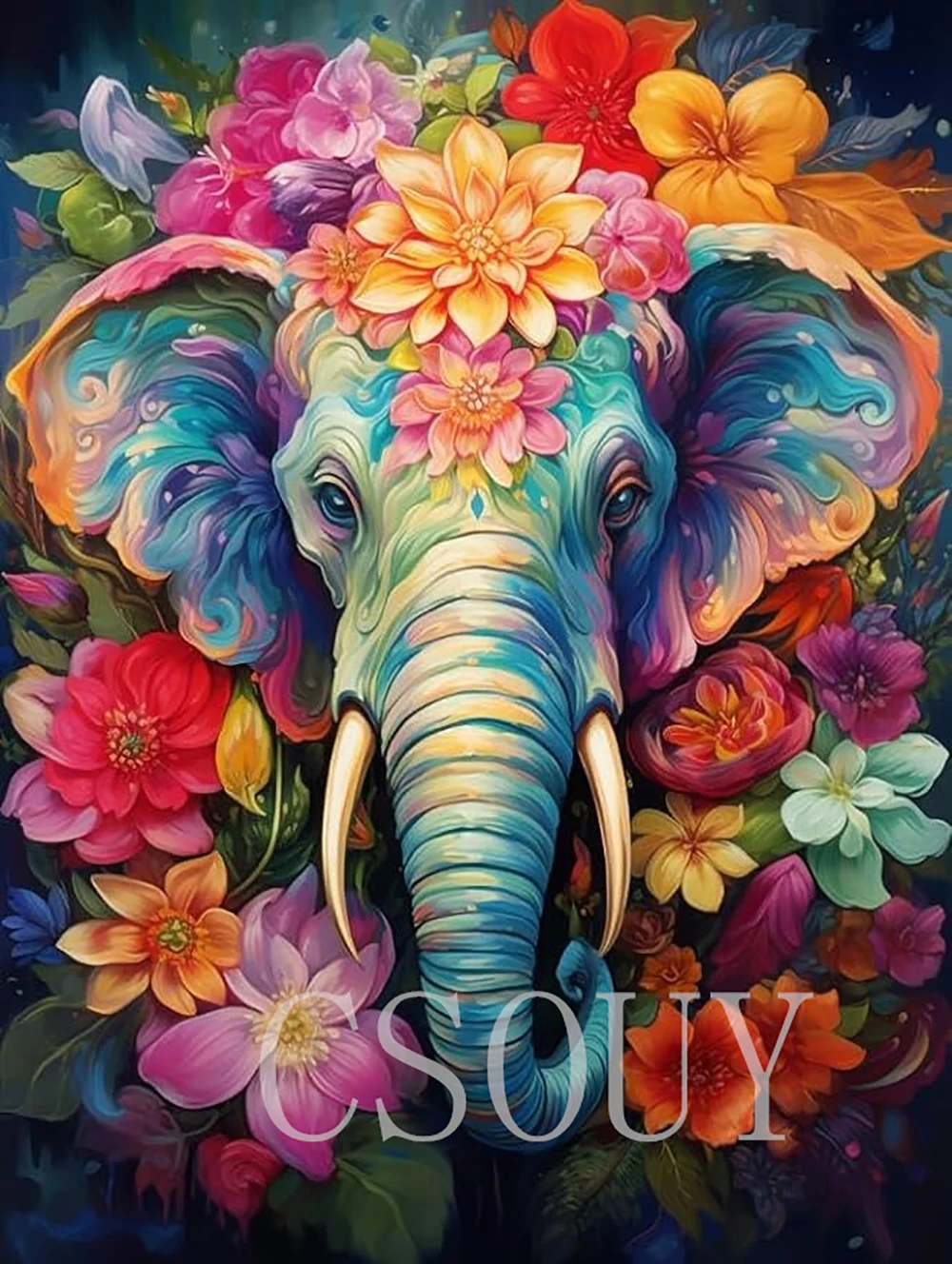 Elephant 100% Fairy Dust Full Crystal Square Diy Diamond Painting 5D Embroidery Mosaic Home Needlework Full Painting Rhinestones