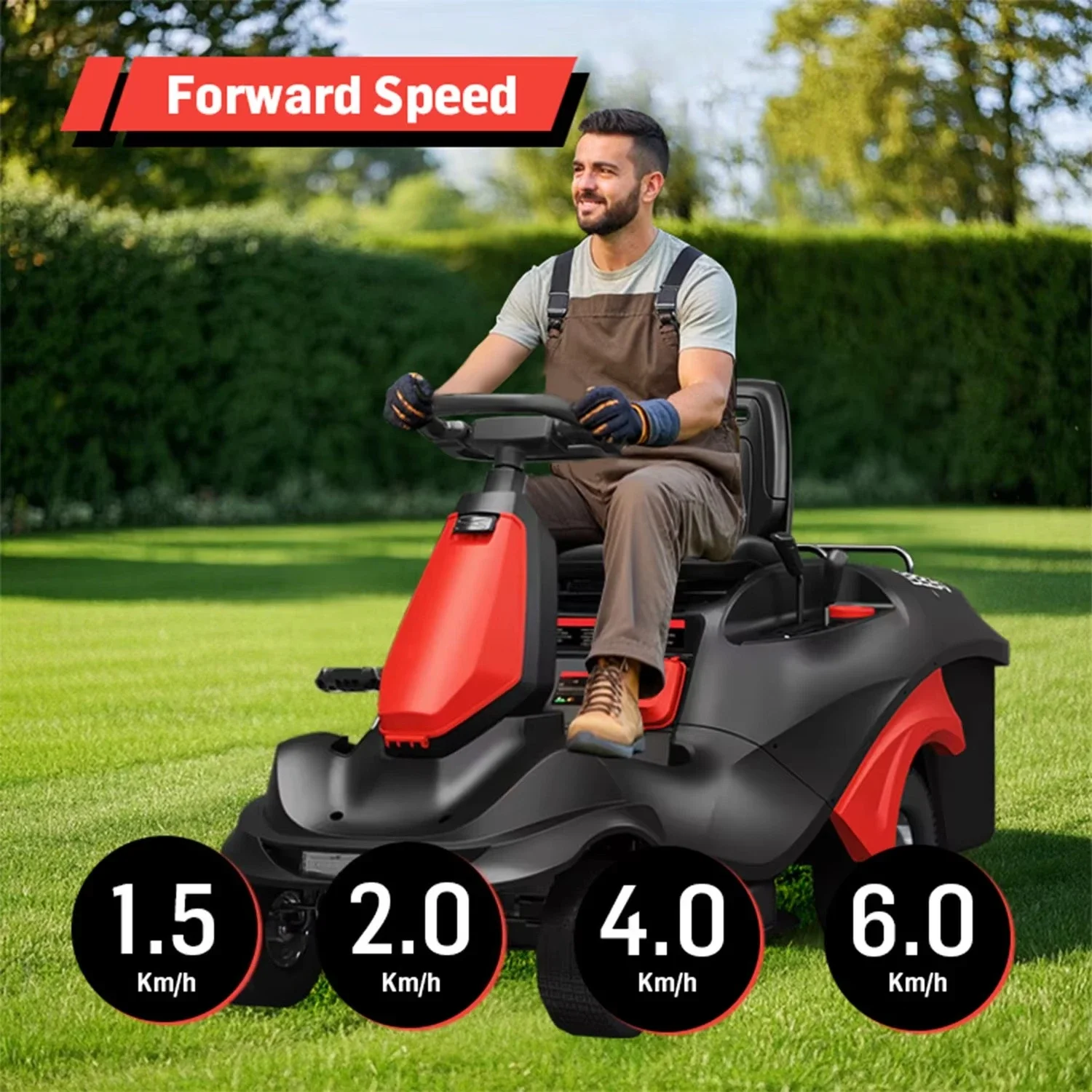 ركوب جزازة العشب 26 بوصة جزازة العشب اللاسلكية بدون دوران مع دلو مجموعة العشب مناسبة للحدائق #3