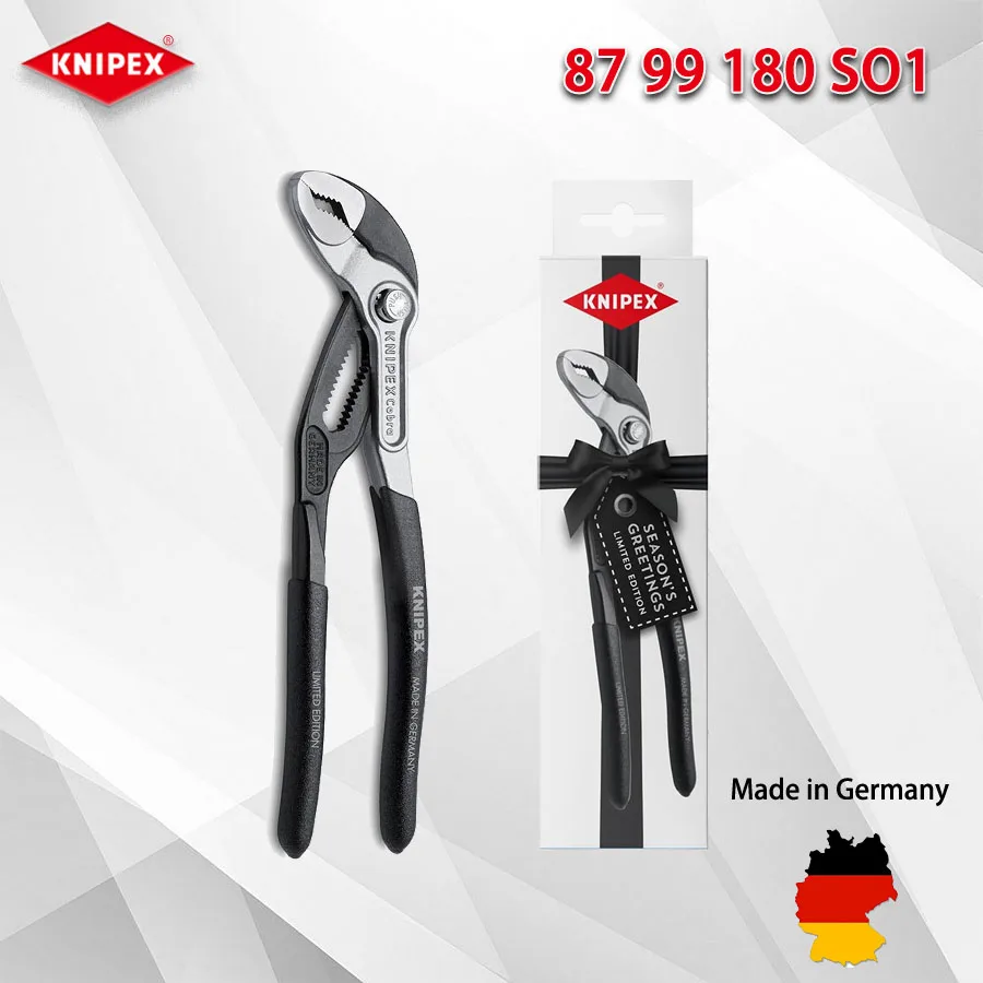 

KNIPEX Cobra Высокотехнологичные плоскогубцы для водяных насосов, 180 мм, двухцветные, рождественские, белые, регулируемые плоскогубцы 87 99 180 S01