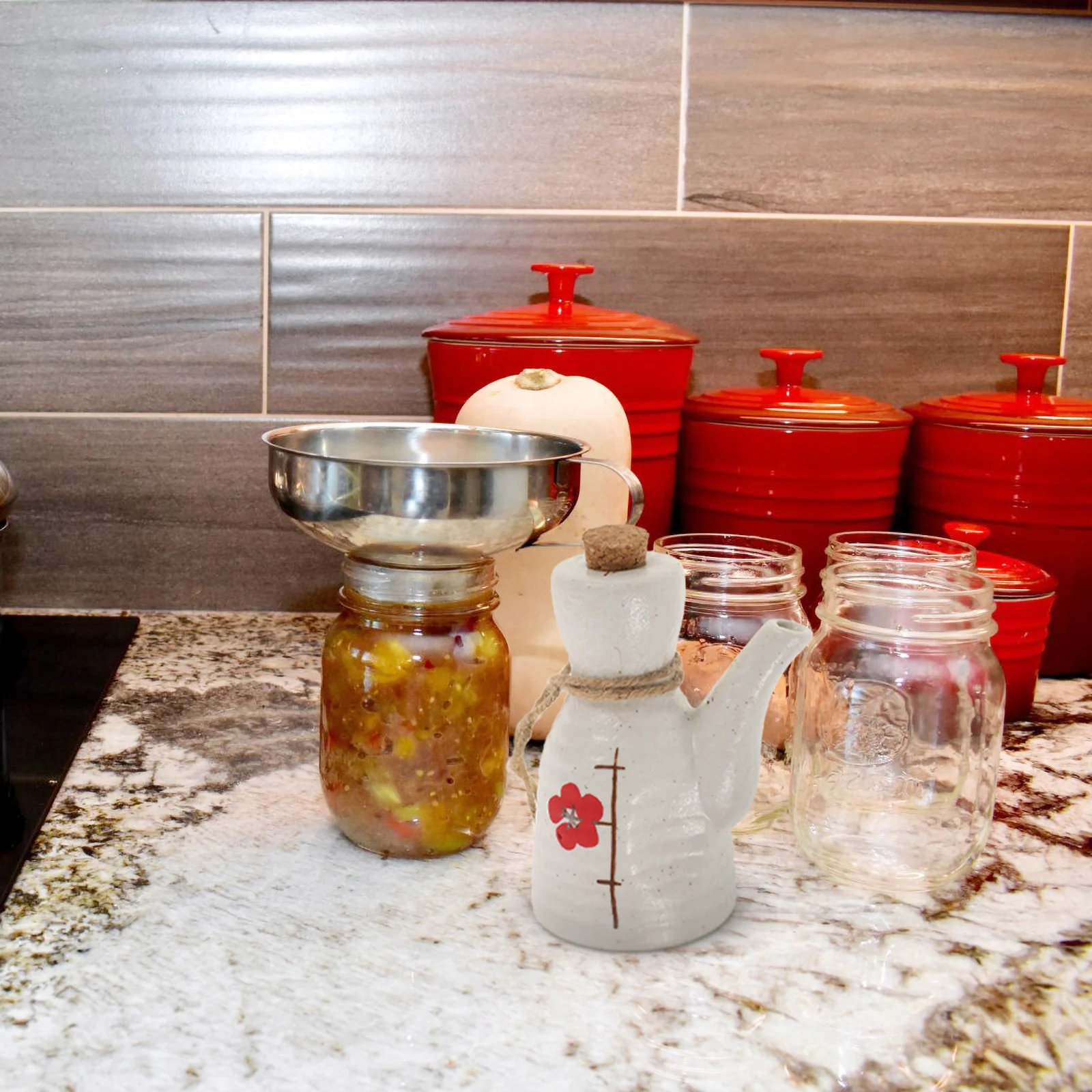 

Ceramic Oil Vinegar Dispenser Japanese Soy Sauce Pot Moderate Capacity Practical Small Mouth Design Condiment Storage Holder