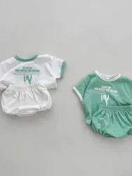 2024 Summer New Baby Short Sleeve Clothes Set Infant Boy Girl Cartoon Letter Print T Shirts + Shorts 2pcs Suit Toddler Outfits