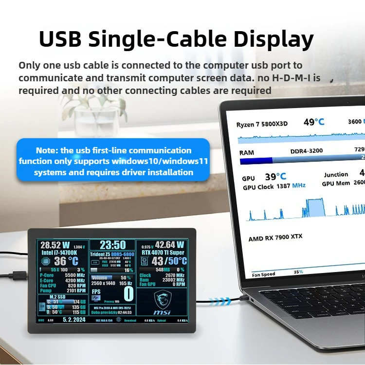 5 بوصة PC الفرعية عرض USB كابل واحد مع CNC قذيفة ل AIDA64/الكمبيوتر سطح المكتب لتقوم بها بنفسك الهيكل شاشة ثانوية Windows7/8/10/11