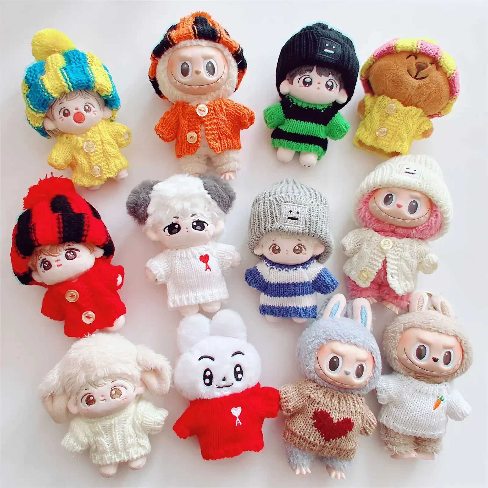 10cm Cute Mini Plush Doll'S Clothes Outfit Accessories For Korea Kpop Exo Labubu Idol Dolls Sweater Hat Clothing DIY Kid Gift