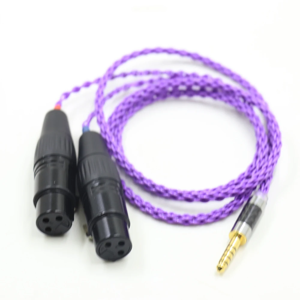 Novo purplehigh qualidade 8 núcleos banhado a prata 4.4mm masculino equilibrado para dupla 2x 3pin xlr equilibrada fêmea cabo adaptador de áudio