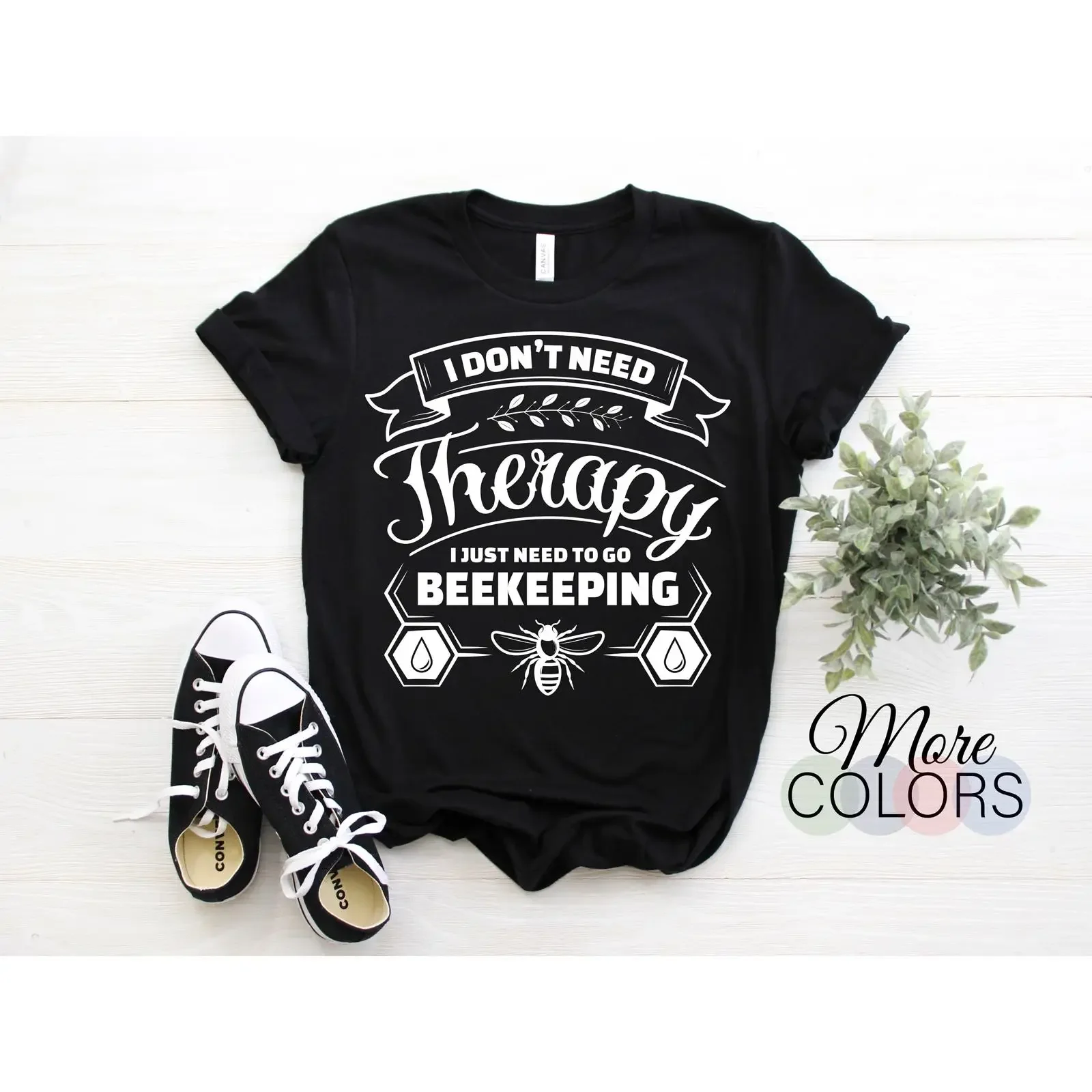 Camiseta divertida de apicultura con la frase 'No necesito terapia, solo apicultura', informal, para amantes de las abejas, estilo vintage, transpirable, para hombre.