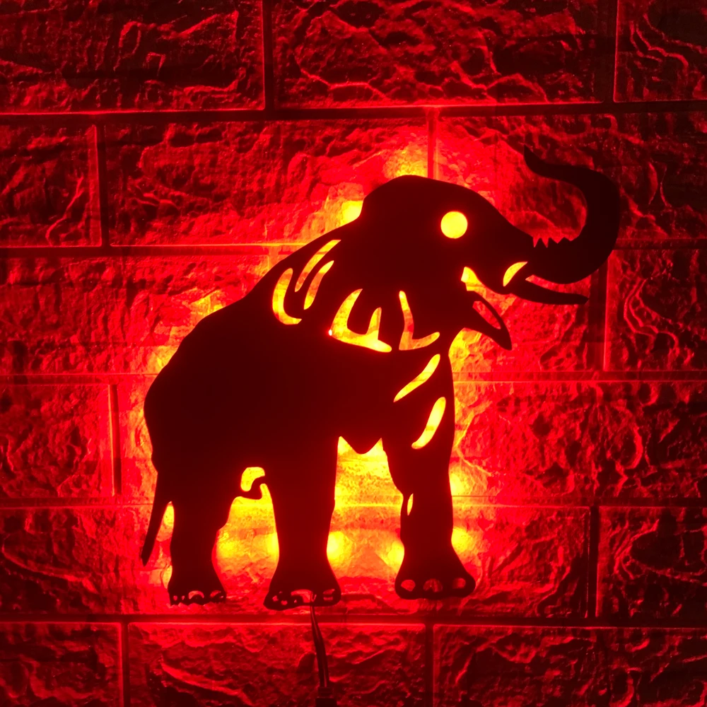 ZK30 Modern Elephant Creative LED Wall Lamp Home Decor Background Wall Night Light USB Plug-in Remote Control Atmosphere Light