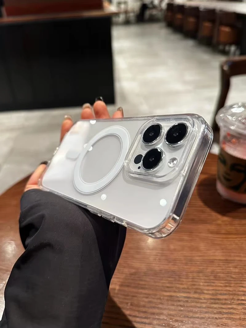 Original Transparent For Magsafe Wireless Charge Magnetic Case for iPhone 17 16 15 14 13 12 11 Pro XR XS Max 8Plus Acrylic Cover