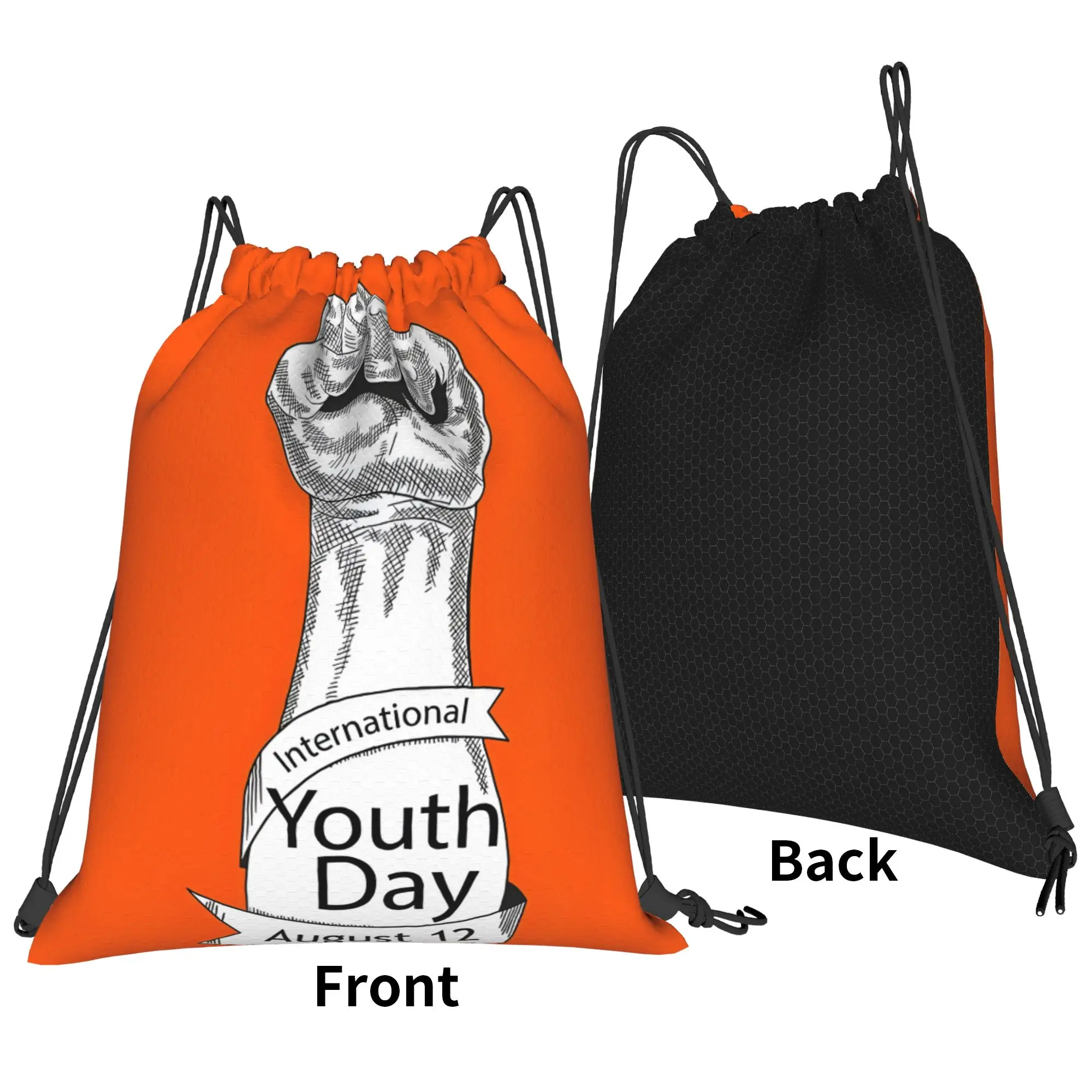 International Youth Day Portable Hiking Drawstring Bags Riding gym Backpack gift Storage Sack Lightweight Backpacks