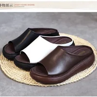Ladies Leather Slippers pu Sole Sandals for Women Sexy High Heel Mules Clogs Black Peep Toe Platform Mules Wedges Sandals Shoes - Image 4