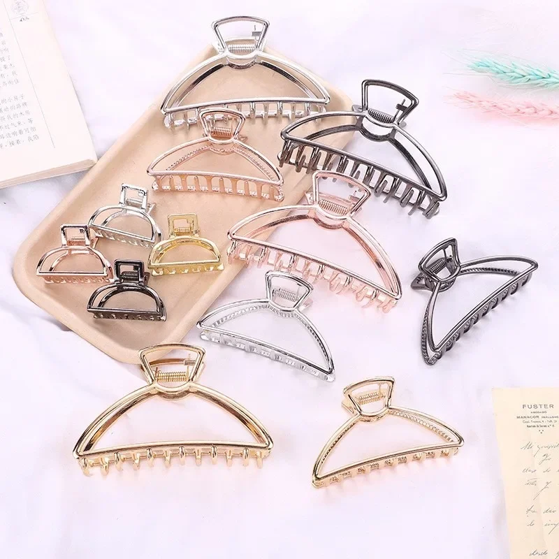 New Geometry Metal Hollow Hair Claw for Women Girls Hair-Claw Vintage Hairpin Headband Crab Hair-Clip Fashion Hair Accessories