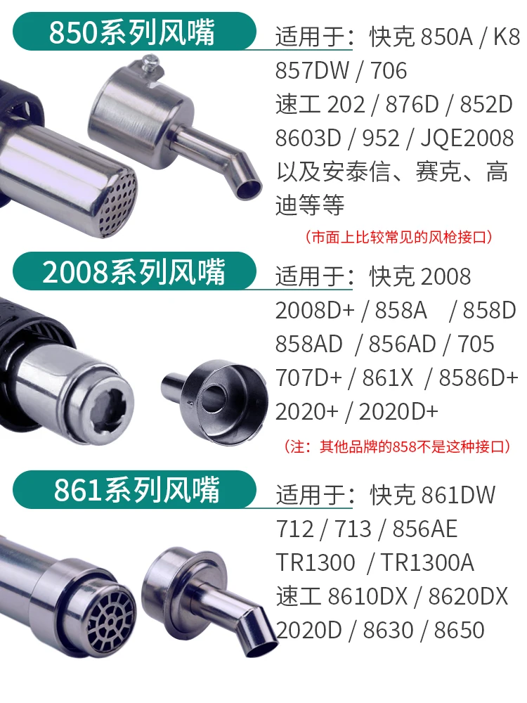 فوهة الرياح الحلزونية لـ QUICK 2008 2008 2008D+ 861X 858D 858A 705 707D+ 858AD 856AD 8586 2020+ 2020D+ محطات لحام BGA #5