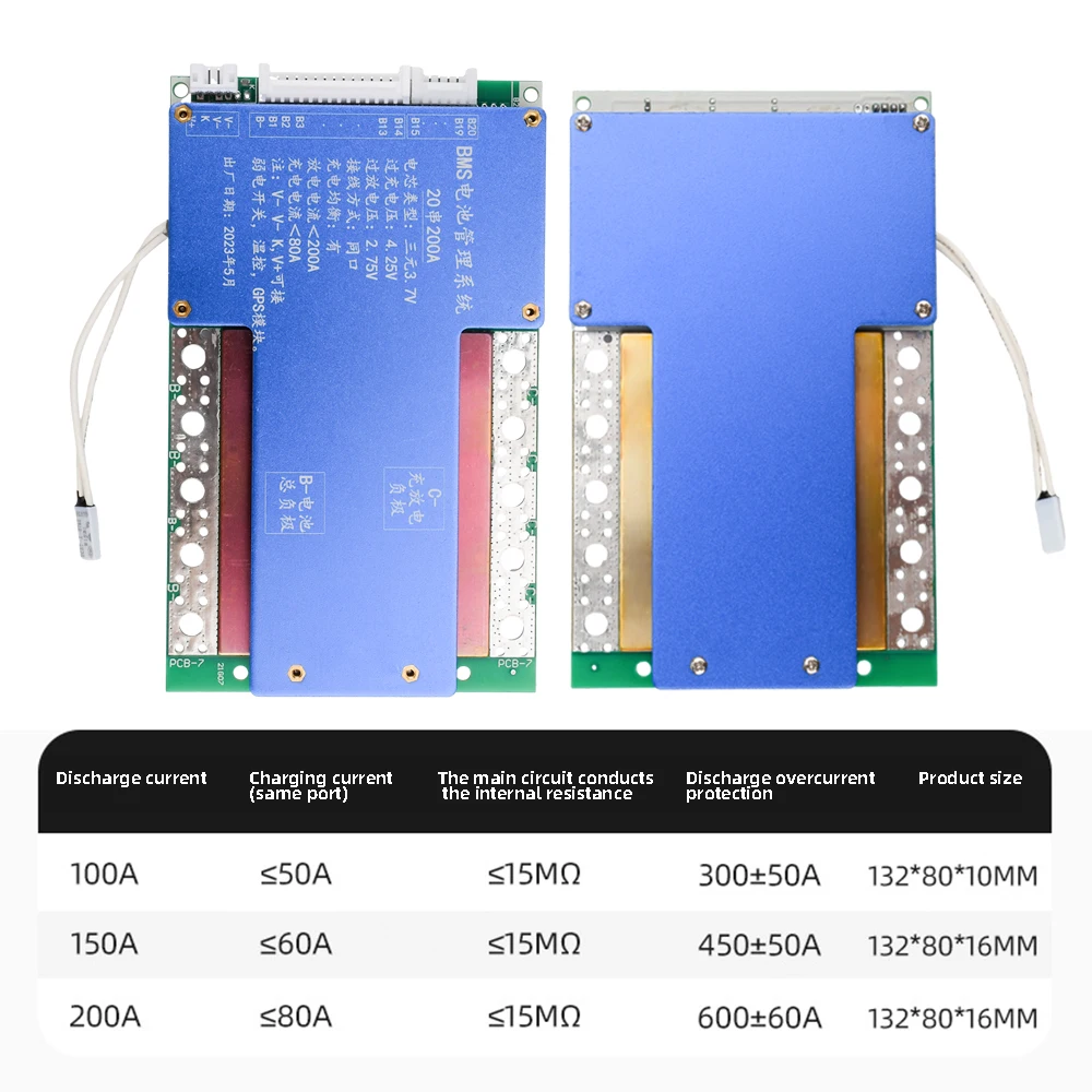 Imagem -03 - Bms 20s 72v 100a 150a 200a Placa de Proteção de Bateria de Lítio Ternário Balanceador Controle de Temperatura Mesmo Porto para Escooter E-bike